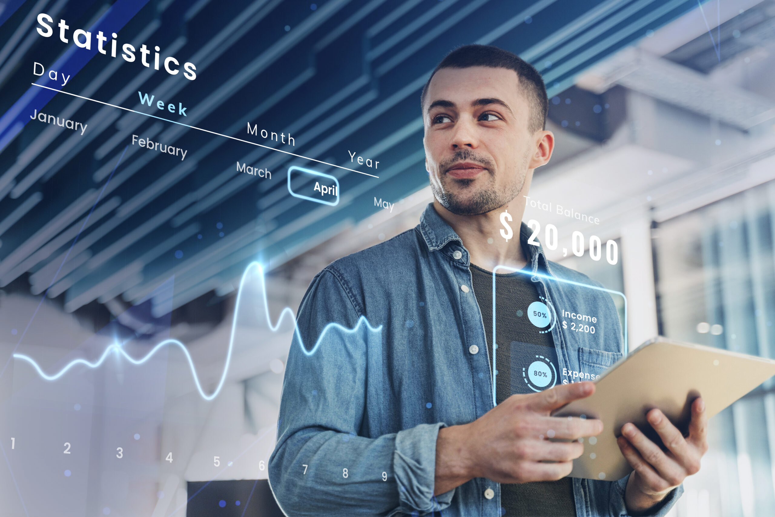 man using tablet work connect with others scaled