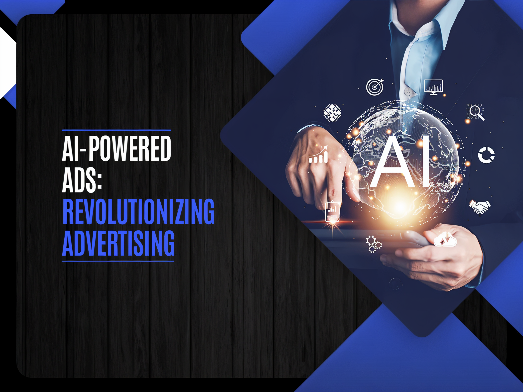 Marketer using AI technology to manage data-driven ad campaigns and performance analytics