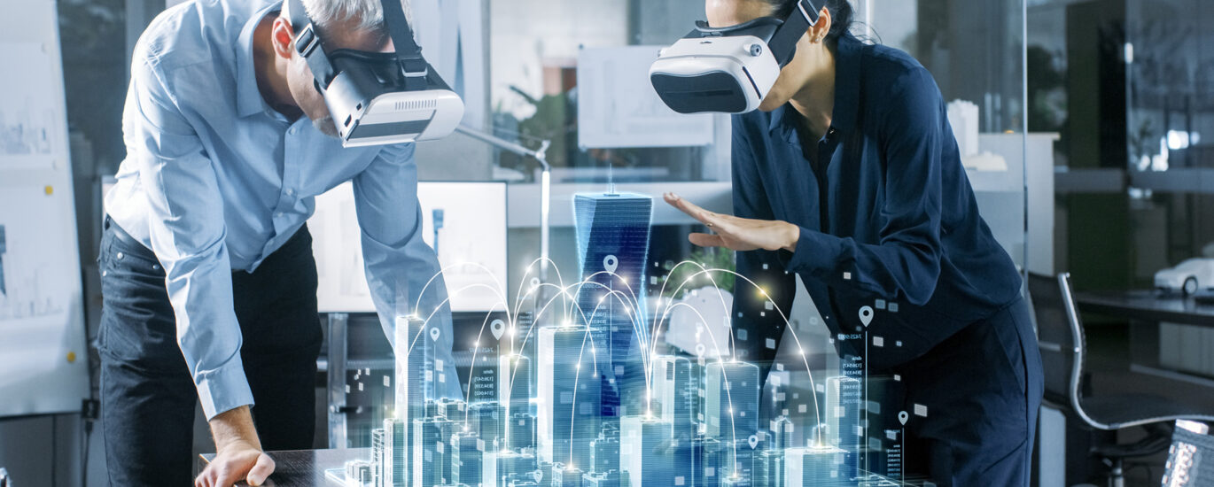 “Futuristic business executives using AI tools and data analytics dashboards, symbolizing corporate power users leading the AI revolution.”