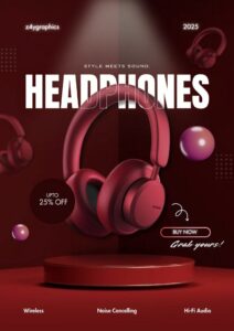 minimalist headphones poster